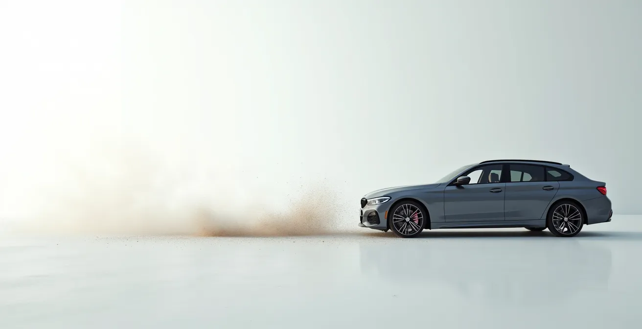 Visualisation de la courbe de dépréciation d'une voiture neuve sur 5 ans avec point de chute brutal