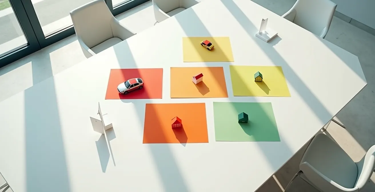 Matrice visuelle de priorisation des risques d'assurance avec zones colorées
