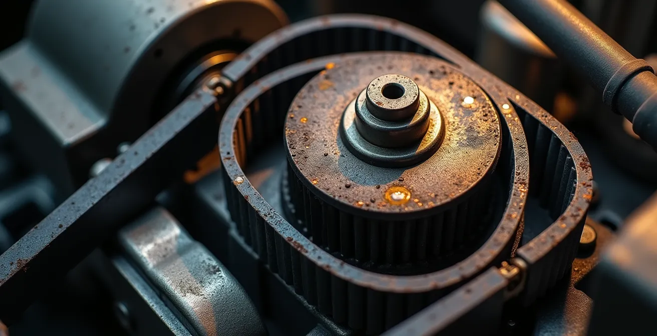 Mécanicien inspectant le moteur d'une voiture de 5 ans dans un garage professionnel