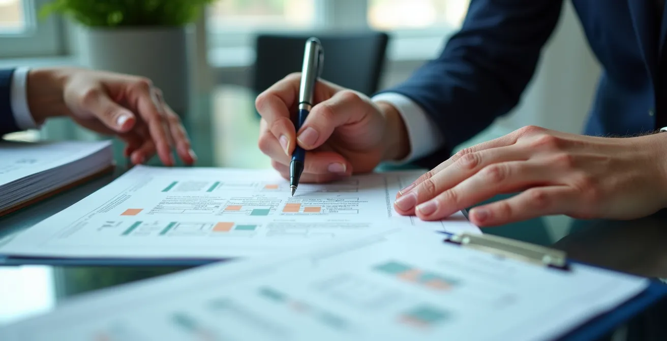 Signature d'un document de mandat d'assurance dans un environnement professionnel
