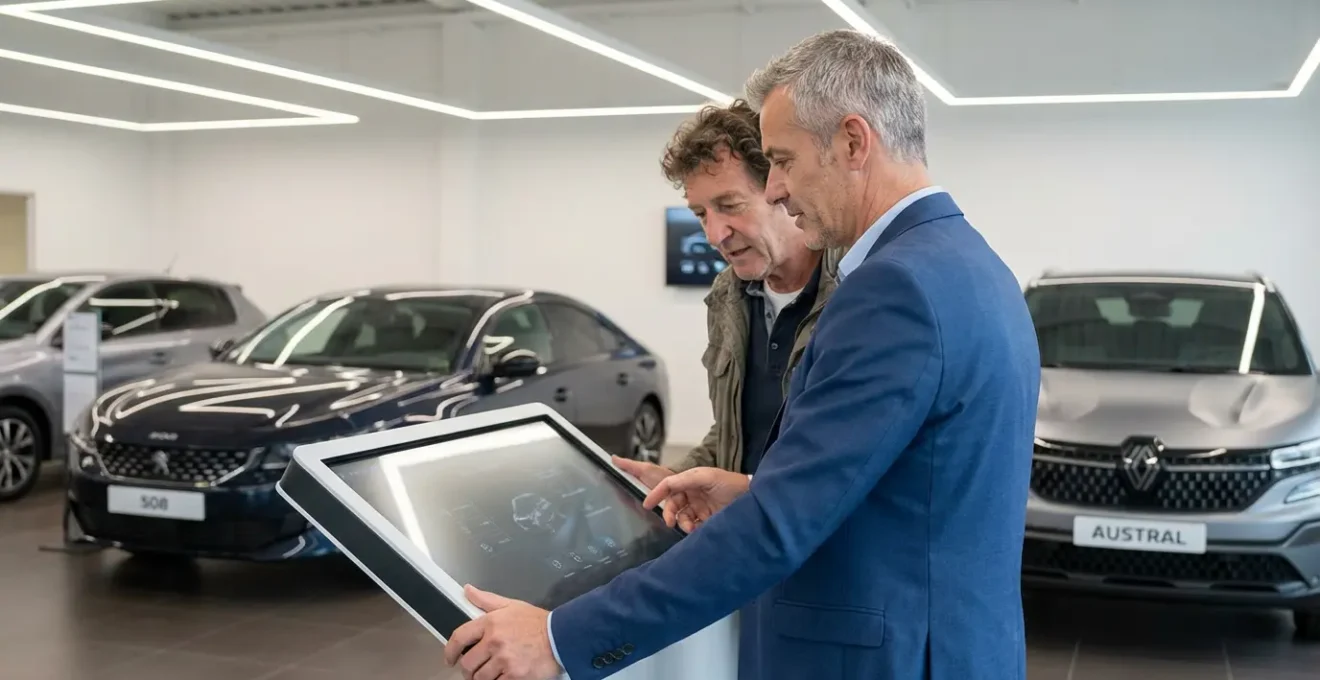 Discussion sur les garanties assurance LLD dans un showroom automobile