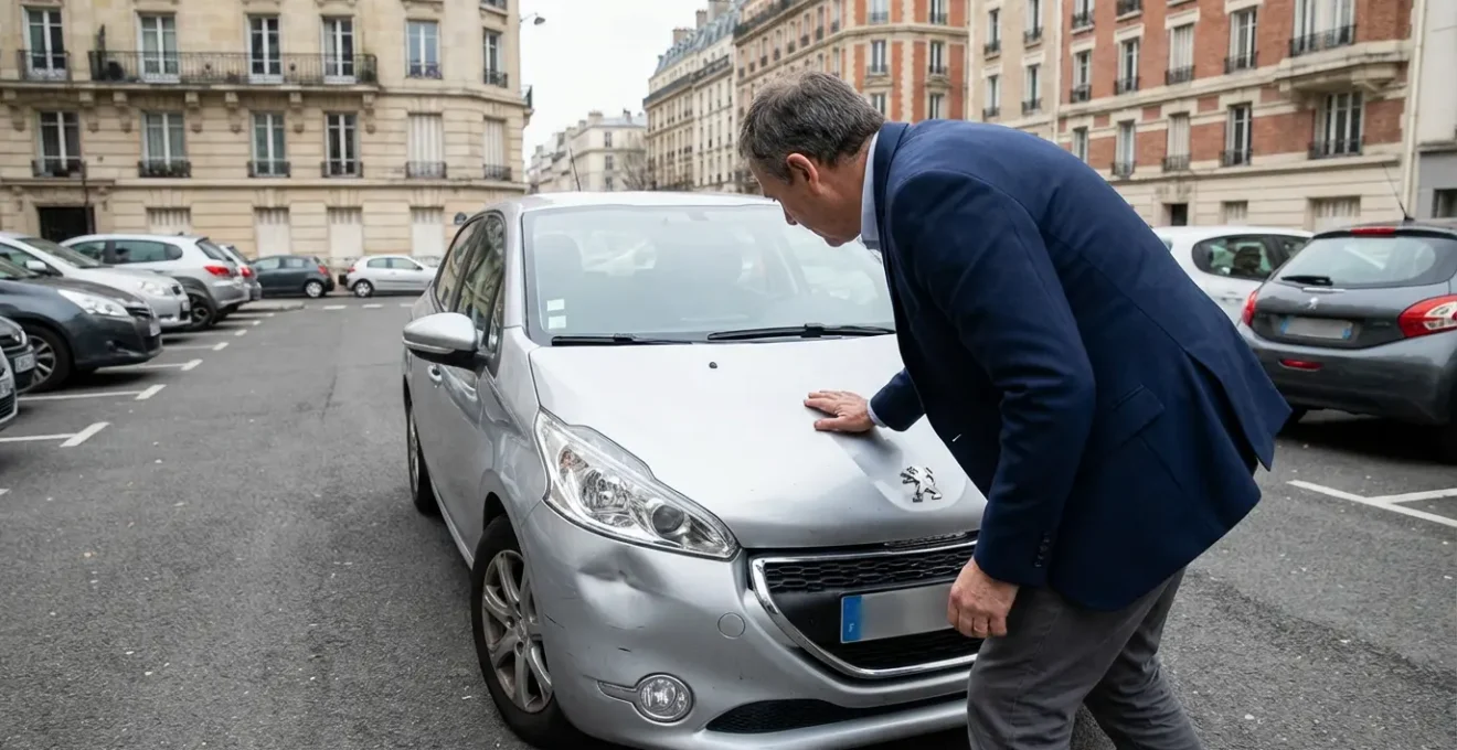 Expert automobile inspectant un véhicule LLD après sinistre